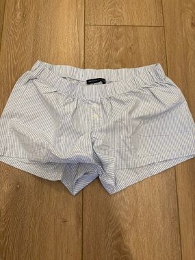 Brandy Melville Light Blue & White Striped Women's Shorts / Boxer style